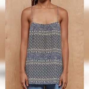 Madewell Blue Silk Moroccan Criss Cross Back Strap Tank
